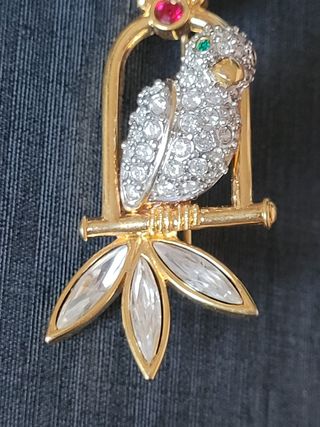 Spilla Swarovski Uccellino Papagallino