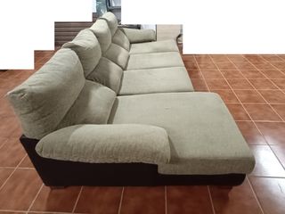 Sofá Chaiselongue Beige 4 Plazas Tela
