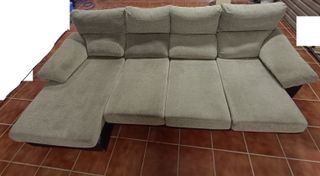 Sofá Chaiselongue Beige 4 Plazas Tela