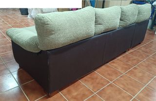 Sofá Chaiselongue Beige 4 Plazas Tela