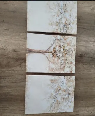 Set 3 Cuadros Árbol Beige y Marrón