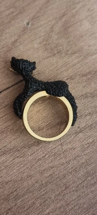 Anillo Kate Spade Gato Negro y Dorado