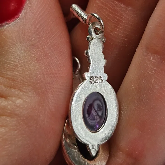 Pendientes Plata 925 Amatista Ovalada