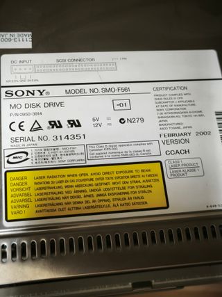 Sony SMO-F561-01 MO 5.25 SCSI LVD Interno