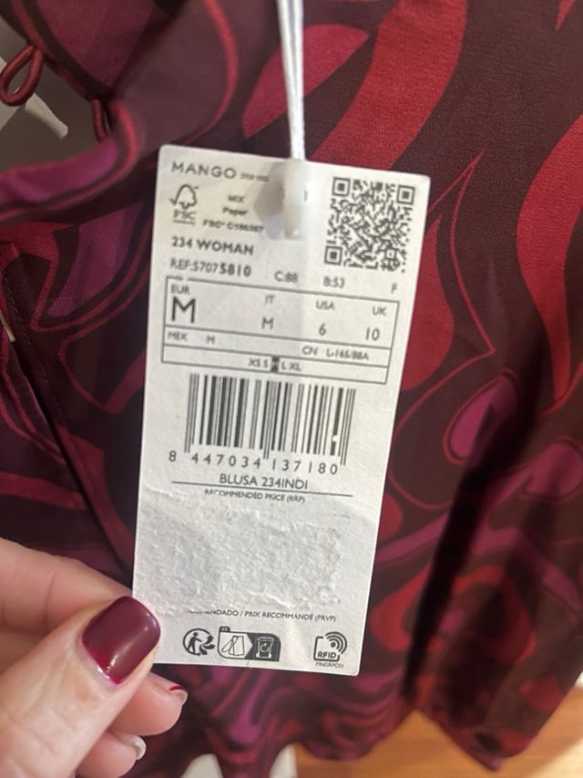 Blusa Mango Estampada Talla M