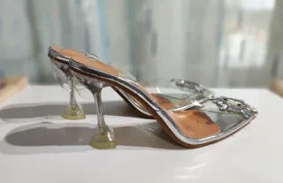 Sandálias de Salto Alto Transparentes com Brilho