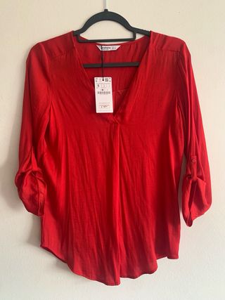 Camisa Stradivarius Roja Talla S