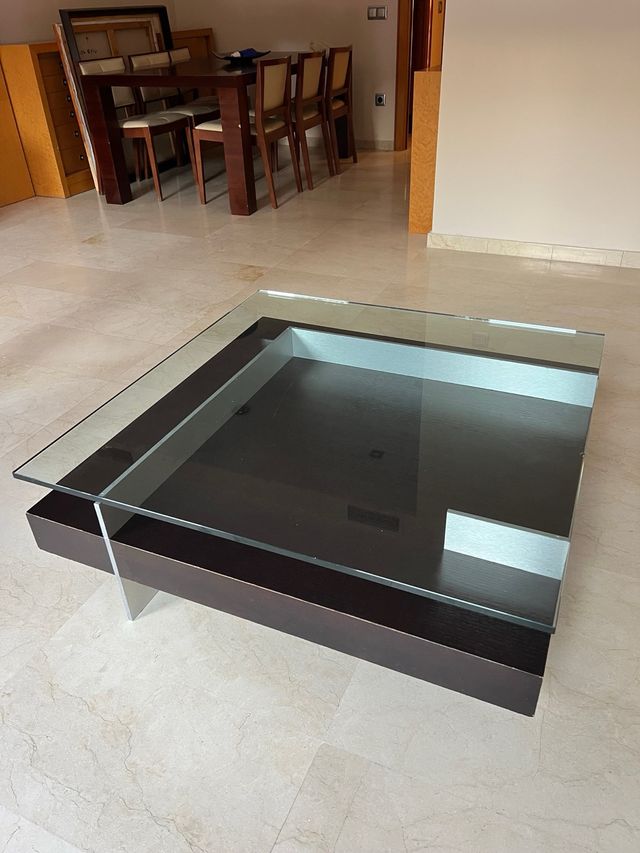 Mesa de centro diseño madera y cristal
