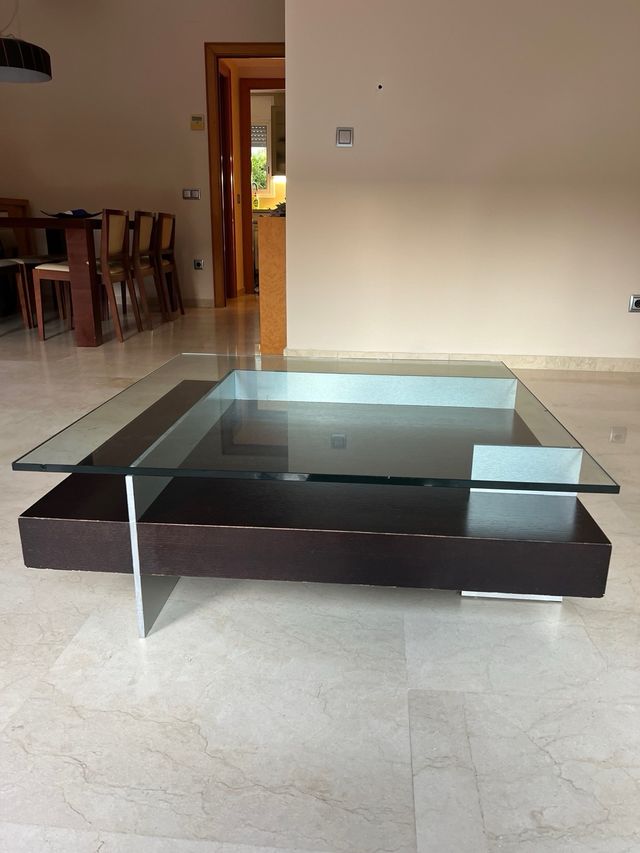Mesa de centro diseño madera y cristal