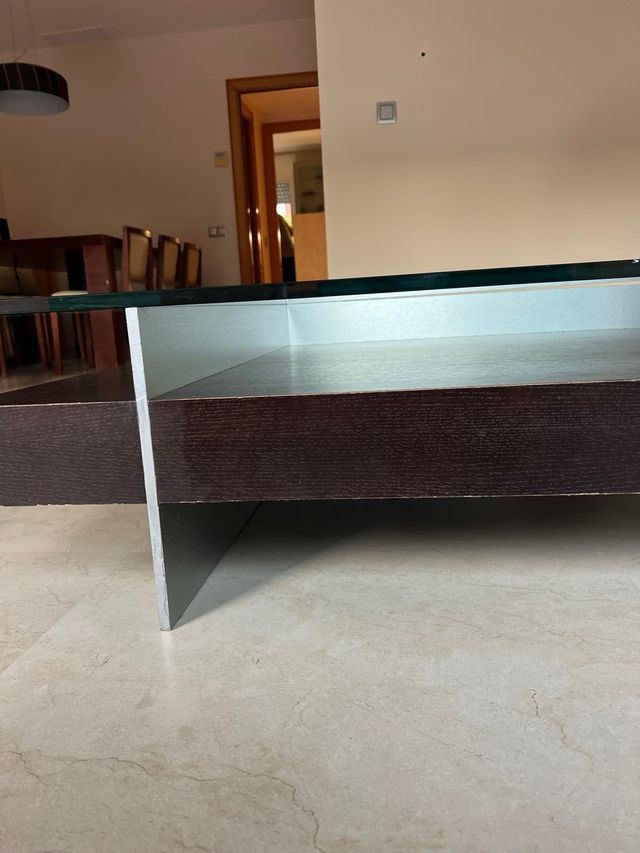 Mesa de centro diseño madera y cristal