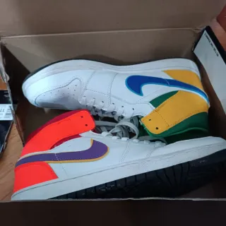 Jordan 1 Mid Bianche Multicolore