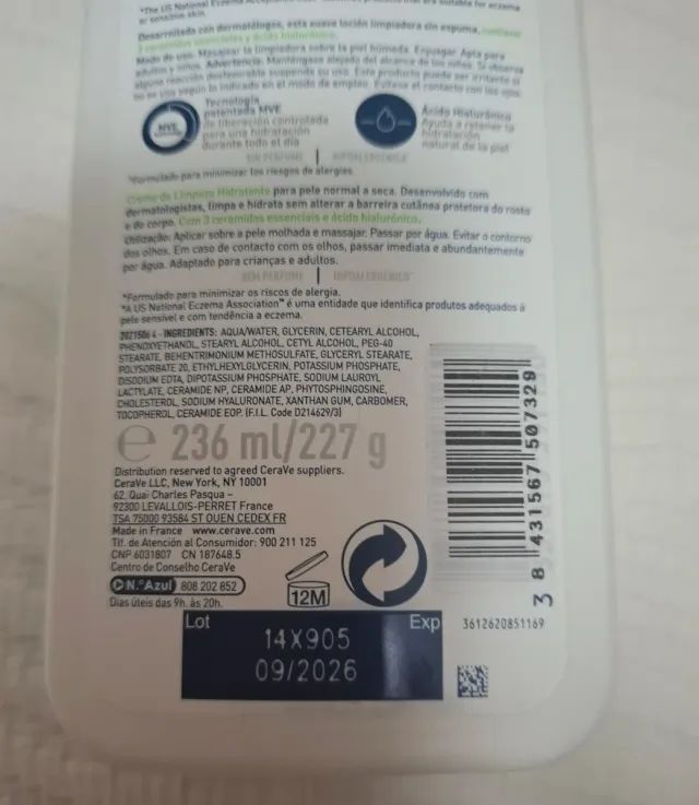 CeraVe Limpiador Hidratante 236 ml