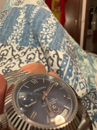 Quadrante Rolex Day-Date in acciaio blu