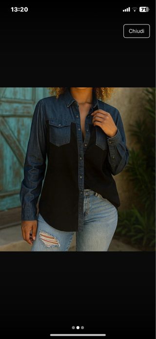 Camicia Terranova denim e nero