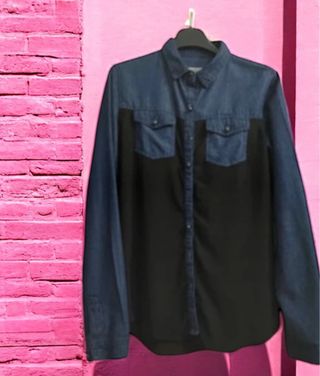 Camicia Terranova denim e nero