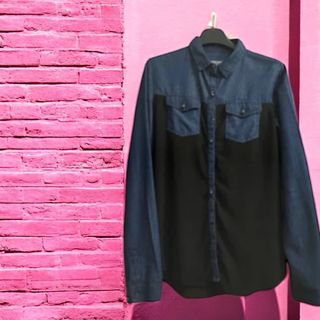 Camicia Terranova denim e nero