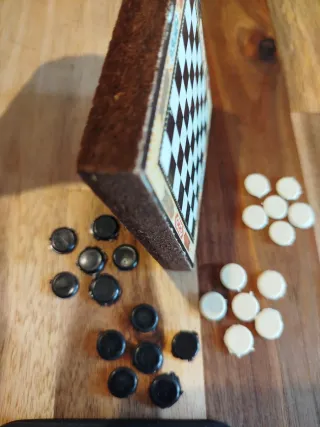 Mini tablero madera artesanal Parchís/Ajedrez