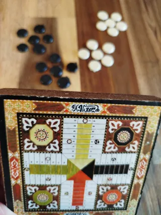 Mini tablero madera artesanal Parchís/Ajedrez