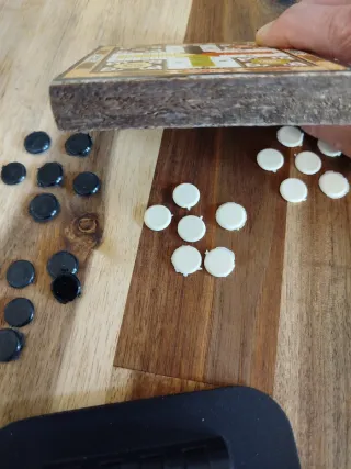 Mini tablero madera artesanal Parchís/Ajedrez