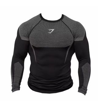 Gymshark 5.0 Manga Larga Negro Gris