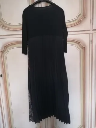 Vestito lungo nero con inserti