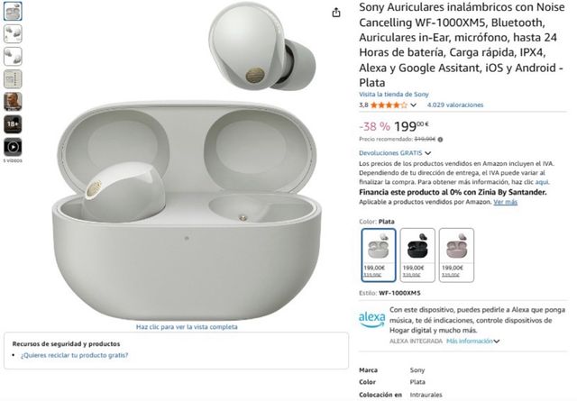 Cuffie wireless Sony WF-1000XM5 Silver