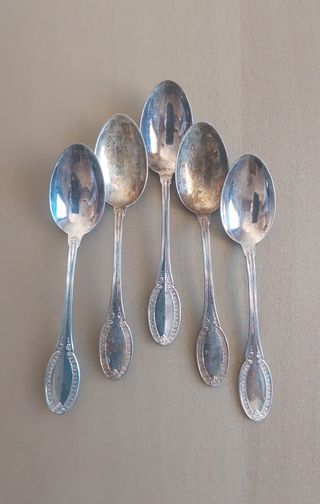 Lotto 5 cucchiaini argento 800