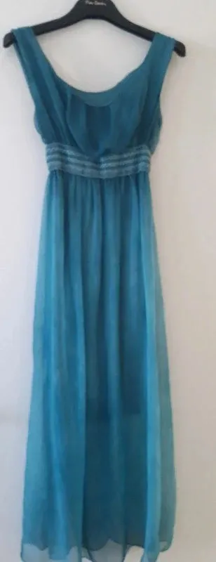 Abito lungo elegante blu petrolio