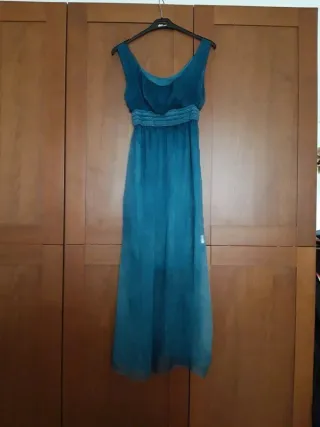 Abito lungo elegante blu petrolio