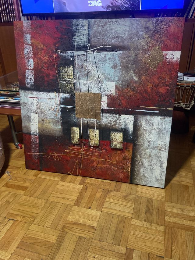 Cuadro Arte Abstracto Dorado y Rojo