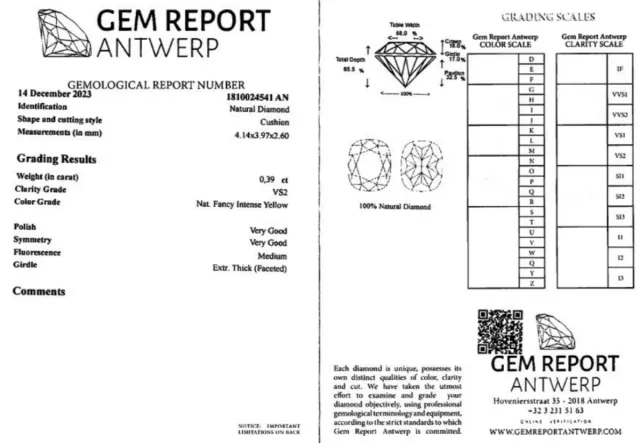 Diamante Naturale Fancy Giallo Intenso 0.39 ct VS2
