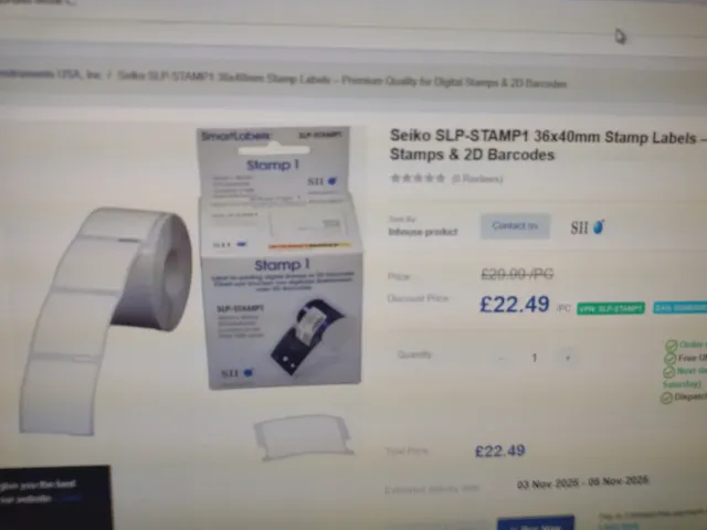 Seiko SLP-STAMP1 36x40mm Etiquetas