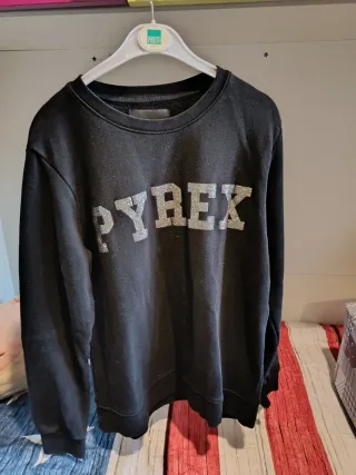 Felpa Pyrex nera con logo glitter