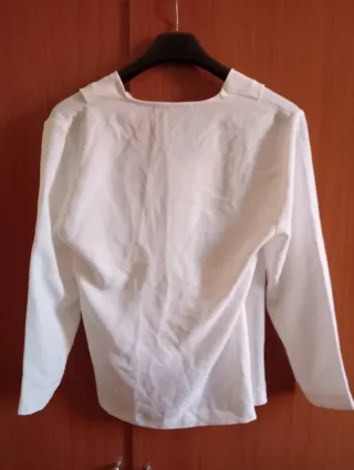 Blusa Zara Blanca Manga Larga Talla S