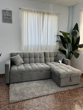 sofá cama reclinable chaise longue gris! NUEVO