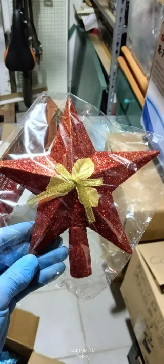 Estrella Roja Decorativa para Árbol de Navidad