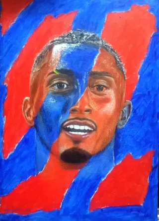 Lienzo acrílico 33x46cm Rafinha Azul y Grana