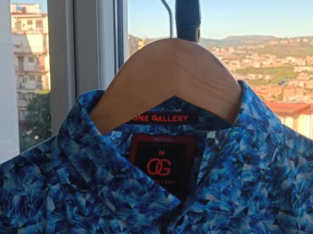 Camicia uomo NE GALLERY fantasia blu