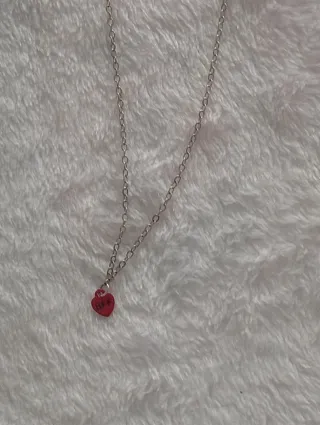 Collar Corazón BFF Plata y Rojo