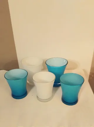 Set 5 Bicchieri Murano Vetro Vintage