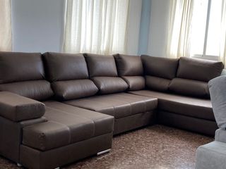 Sofá Cama Nuevo Piel Sintética Marrón