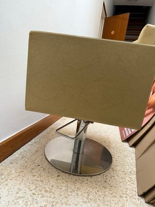 Sillón de peluquería giratorio dorado