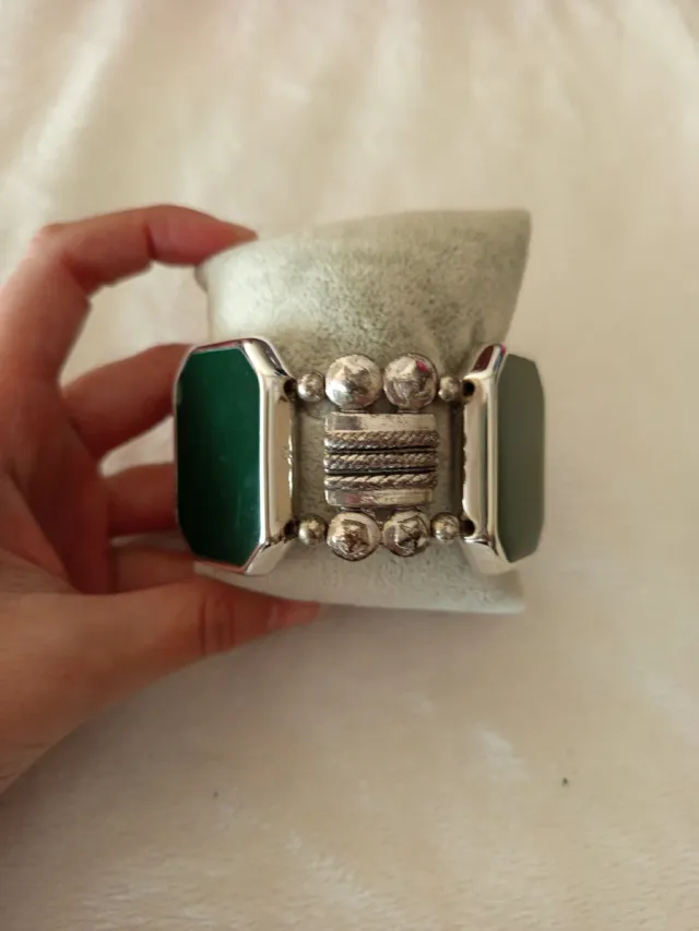 Pulsera Plata con Piedra Verde