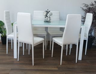 Mesa Blanca, Resistente + 6 sillas. ¡EN OFERTA!