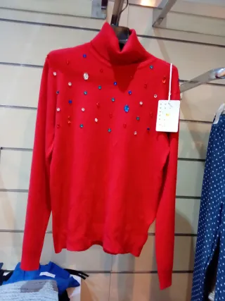 Maglione rosso bambina 12 anni con perle