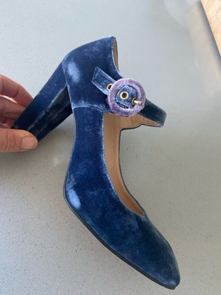 Zapatos Rebeca Sanver Terciopelo Azul Talla 39