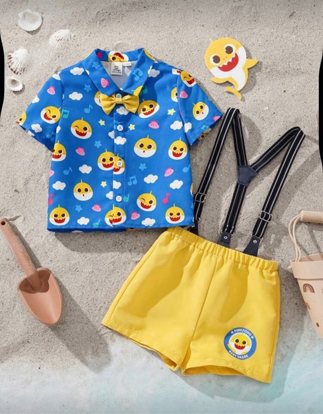 Conjunto Bebé Baby Shark Azul y Amarillo