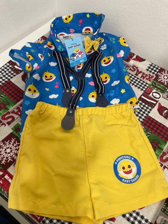 Conjunto Bebé Baby Shark Azul y Amarillo