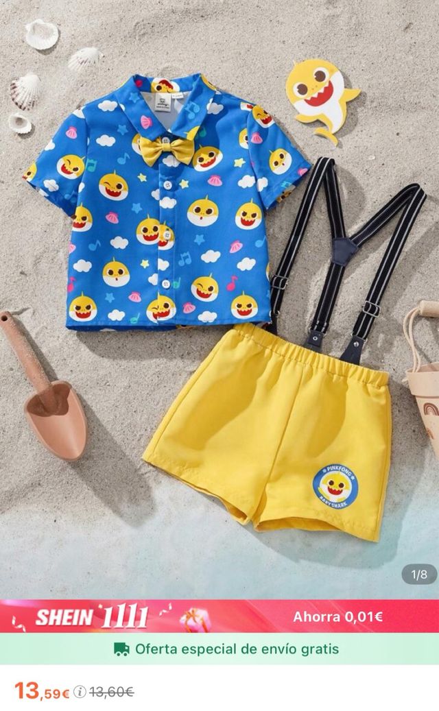 Conjunto Bebé Baby Shark Azul y Amarillo