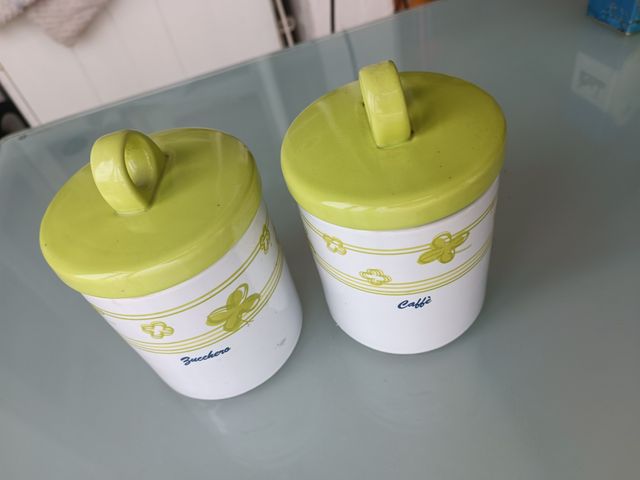 Set 2 Contenitori Zucchero Caffè Ceramica italiani